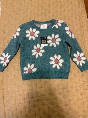 NWT okie dokie Teal Floral Crewneck Sweater